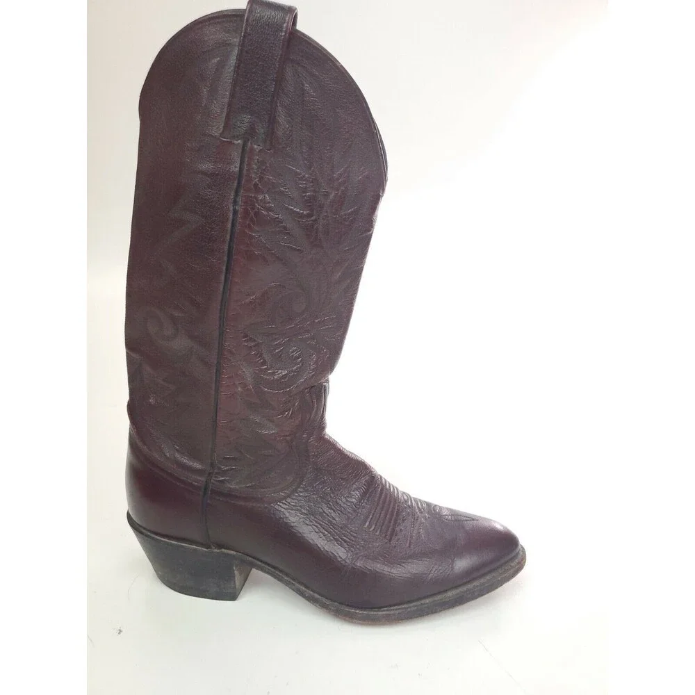 Dan Post Burgundy Black Cherry Leather Cowboy Western Boots 16773 Size 8.5 D